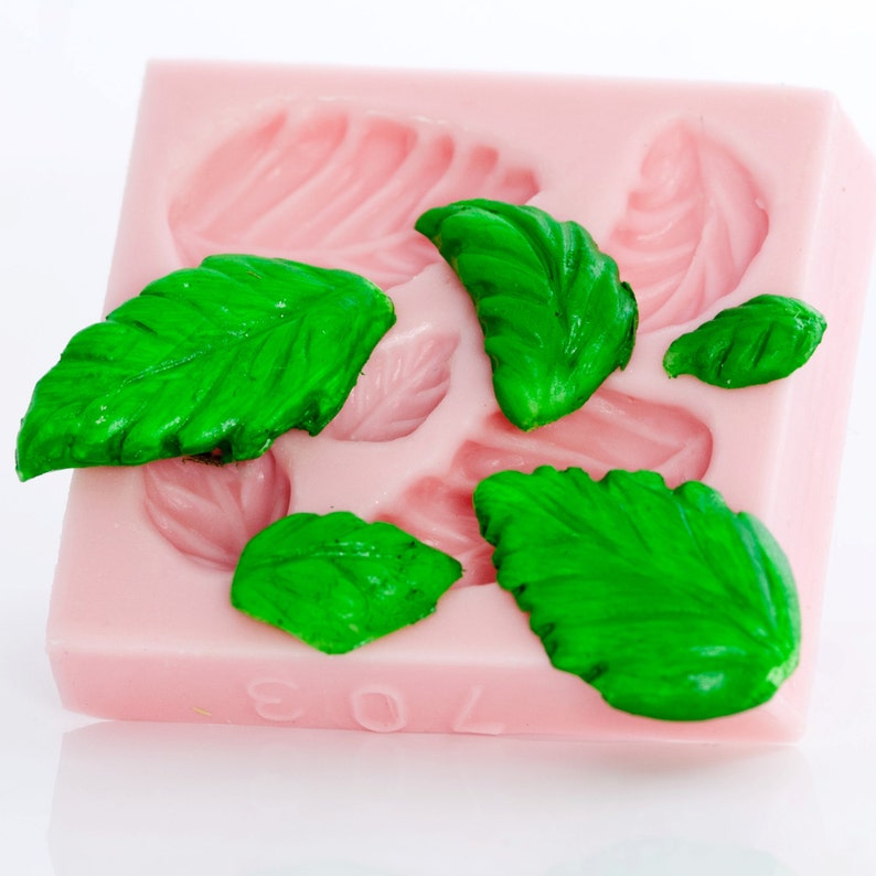 resin casting mold mold five leaves at one time gum paste mold Mold silicone leaf candy mold clay mold fondant mold 703