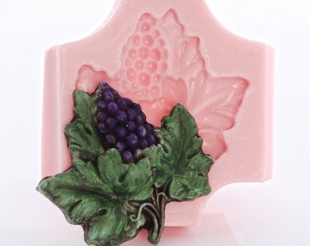 Grape Cluster Leaf Silicone Mold Food Safe Mold Fondant Chocolate Candy Craft Jewelry Mold Resin Polymer Clay Metal Clay Wax  (718)