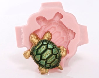 Sea Turtle Silicone Mold - Flexible Food Safe Fondant Chocolate Mint - Jewelry Resin Polymer Clay Soap Embed Metal Clay (892)