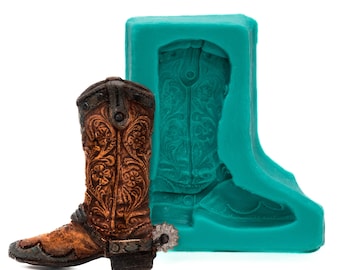 Cowboy Boot Silicone Mold - Fondant, Chocolate Mold - Soap Mold - Candle Mold - Resin Mold - Craft Mold - Paper Mold - Clay Mold  (927)