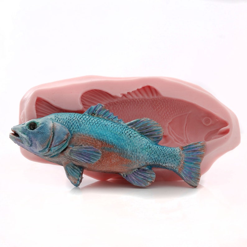 Silicone Fish Mold Food Safe Chocolate Candy Fondant Ice Mold Flexible Soap Candle Wax Resin Polymer Clay Mold 5 & 3/8th inches long 408 image 5