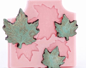 Maple Leaf Silicone Mold  Create three maple leaves with my easy to use flexible silicone mold - resin clay jewelry mold - food safe  (728)