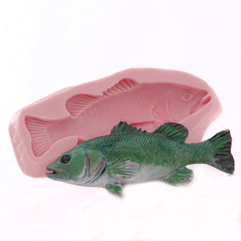 Silicone Fish Mold Food Safe Chocolate Candy Fondant Ice Mold Flexible Soap Candle Wax Resin Polymer Clay Mold 5 & 3/8th inches long 408 image 1