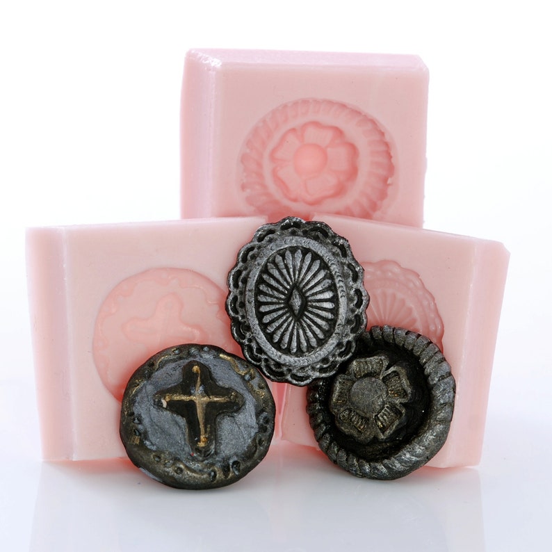 Western Style Button Molds Set of 3 Flexible Silicone Molds Resin Jewelry Metal Clays Candle Soap Wax Polymer Clay Chocolate Mould 248 image 4