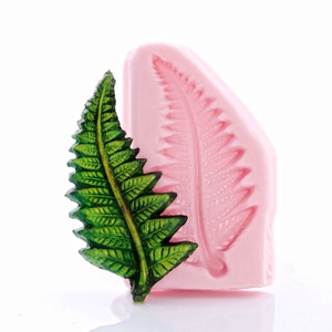 Silicone Fern Leaf Mold - Food Safe Fondant Chocolate Candy Mint Butter Mould - Jewelry Resin Polymer Clay Hot Glue Metal Clay Mold (747)