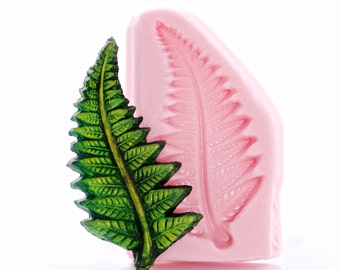 Silicone Fern Leaf Mold - Food Safe Fondant Chocolate Candy Mint Butter Mould - Jewelry Resin Polymer Clay Hot Glue Metal Clay Mold (747)