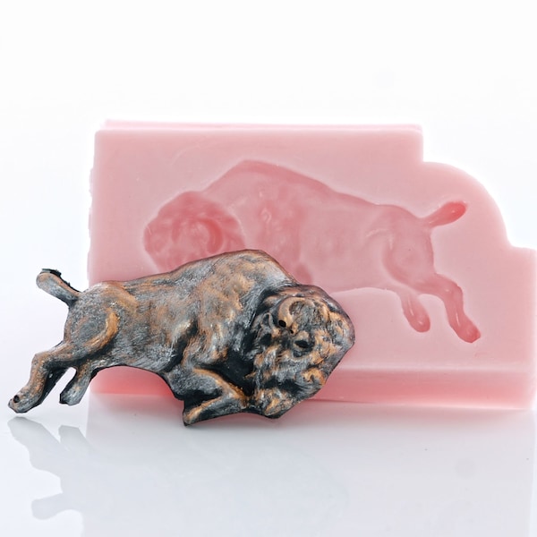 Bison Silicone Mold for Jewelry, Crafts, Buffalo Mould use with Resin, Polymer Clay, Metal Clay, Epoxy, Fondant, Gumpaste (953)