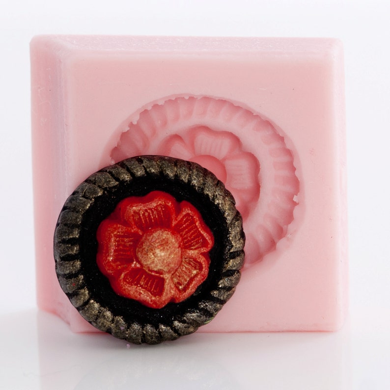 Flower cabochon mold flexible silicon clay mould, resin mold, paper mold, plaster mold, pmc mould 911 image 1