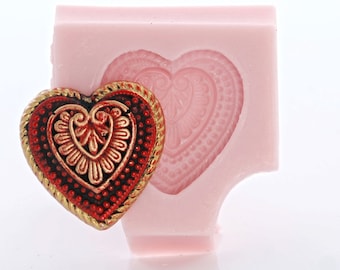 Silicone Heart Mold Flexible easy to use Cabochon Mold Food Safe use with Fondant Chocolate Candy Mints Butter or Craft Mold Resin Clay (843