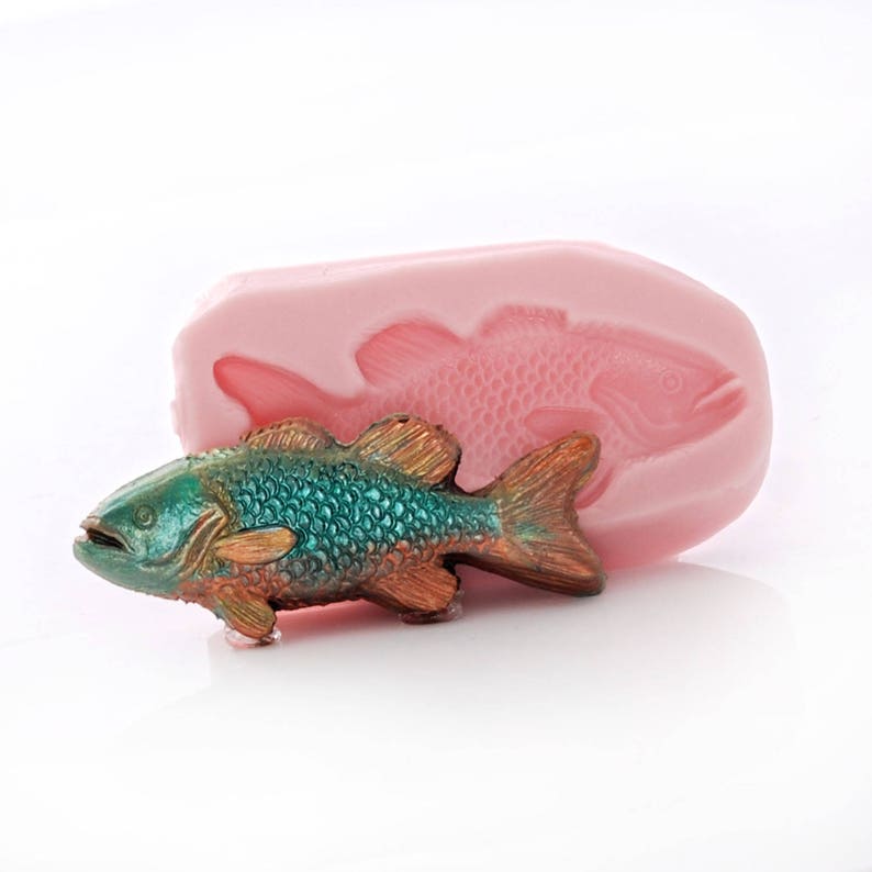 Silicone Fish Mold Food Safe Fondant Chocolate Candy Gum Paste Mold Jewelry Resin Metal Clay Fimo Mod Podge Melt Sculpey Mold 899 image 1