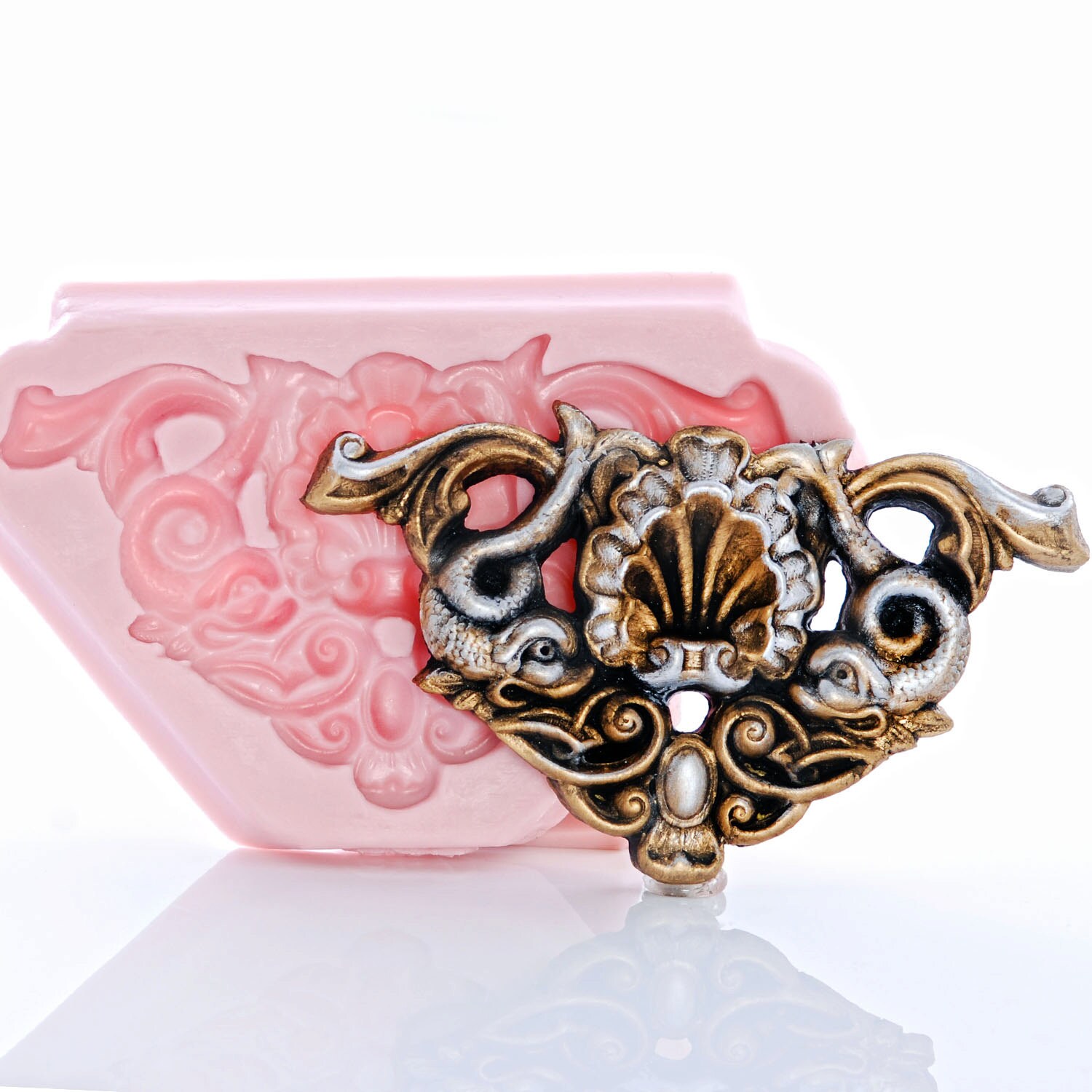 Silicone Mold Fancy Scrollwork Mold Fancy Shell and Fish Etsy