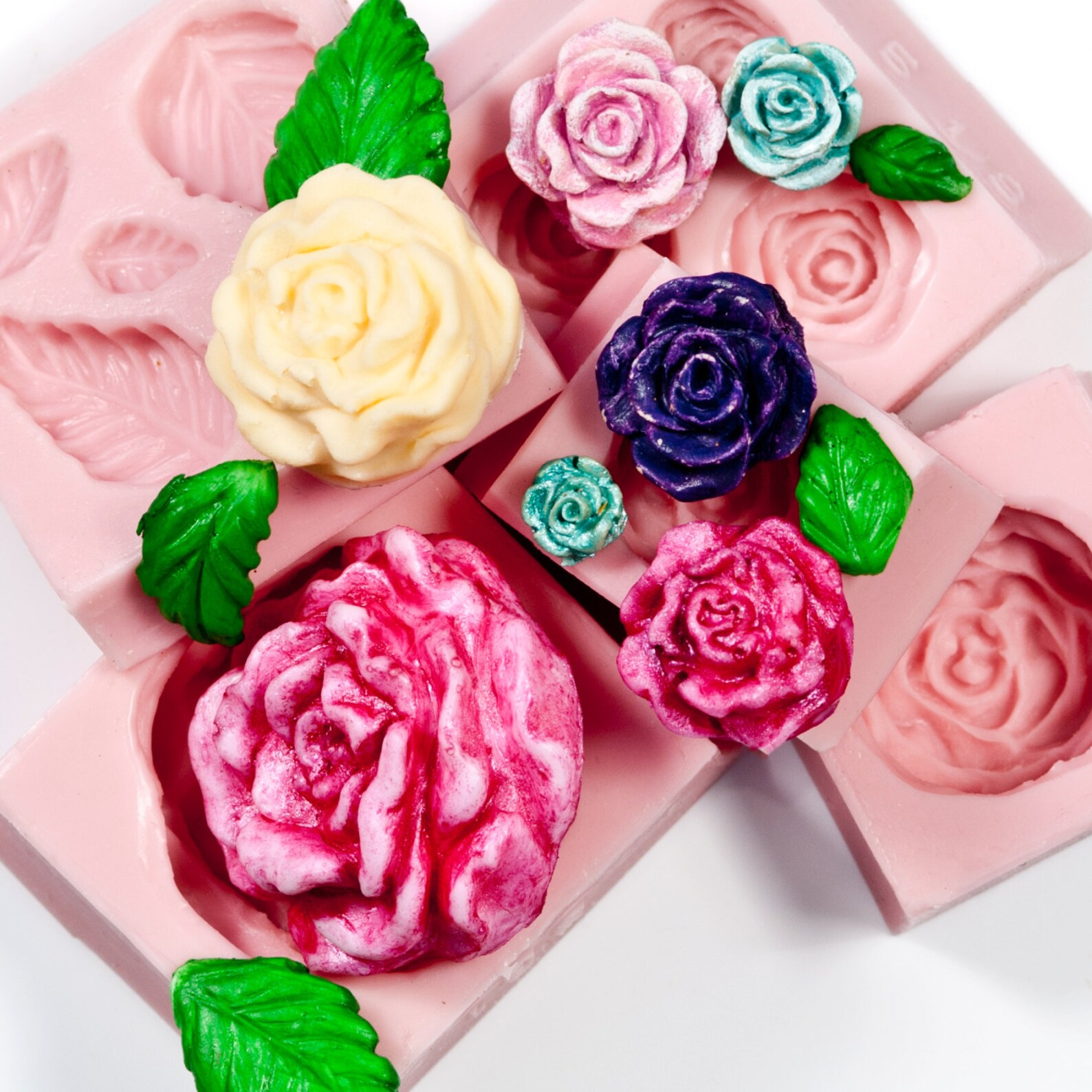 Rose Silicone Mold Set of 5 Fondant Molds Gum Paste Molds Etsy