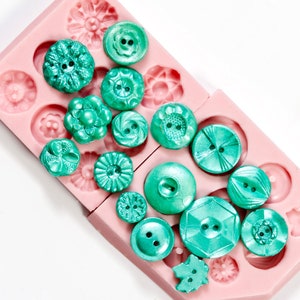 Button mold set of two silicone molds - Create Fondant Vintage Buttons - Candy Buttons - Edible Buttons -  Resin Mold - Clay Mold (237)