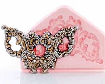 Stampo per fondente reale | Stampo in silicone per fondente in pizzo stile barocco, stampo per vite a fiori in rilievo, decorazione scolpita 3D per