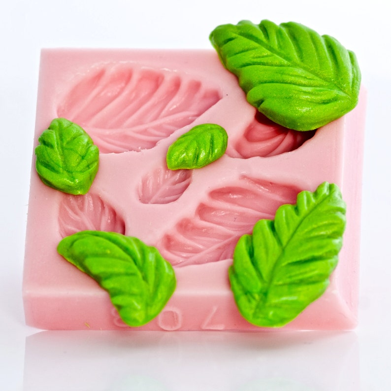resin casting mold mold five leaves at one time gum paste mold Mold silicone leaf candy mold clay mold fondant mold 703