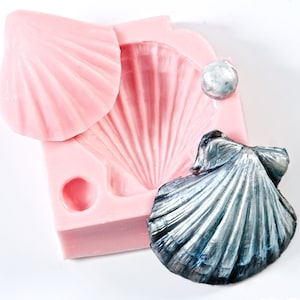 Sea Shell Silicone Mold - Shell Impression Mat - Fondant mold - polymer clay mold- resin mold -  pmc mold - Creates a 3D Sea Shell (809)