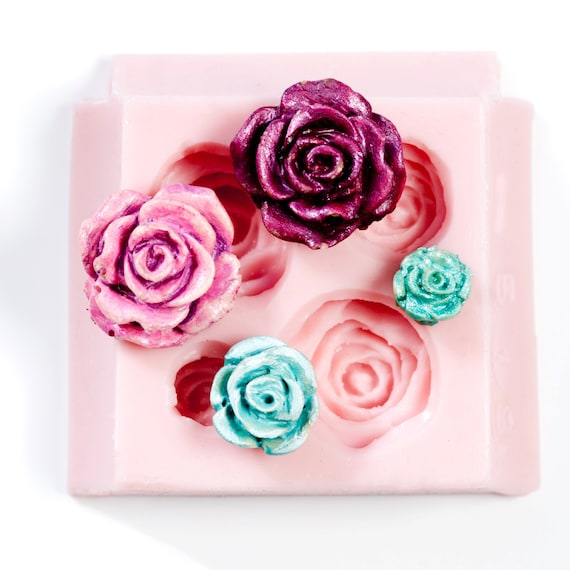 Rose Flexible Silicone Mold Create Four Roses Using Fondant 