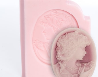 Silikonform Victorian Cameo - Lebensmittelsichere Gießform, Fondant Form, Gumpaste Form, Schokoladenform, Tonform- Resin Form (507)