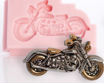Motorcycle Silicone Mold for Fondant, Chocolate, Candy, Resin, Polymer Clay, Epoxy flexible and easy to use.  (816)
