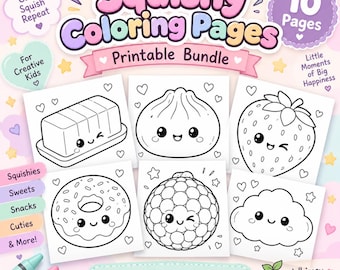 Squishy Toy Coloring Pages Bundle | Kawaii Sensory Activity (Digital Download)