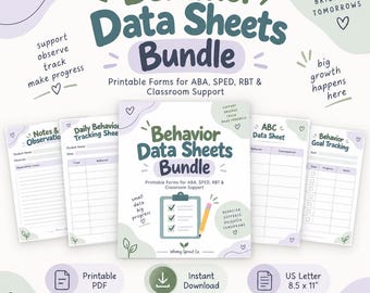 ABA-Verhaltensdatenerfassungsbögen (Paket) | Druckbare Erfassungsformulare (Digitaler Download)