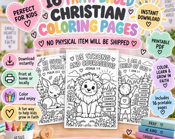 Malvorlagen für christliche Kinder | Glaubensbasierte Aktivitäten mit Bezug zur Bibel (Digitaler Download)