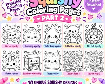 Ausmalbilder von Squishy-Spielzeugen Teil 2 | Kawaii Fidget Designs (Digitaler Download)