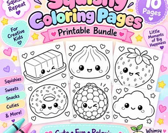 Lot de coloriages de jouets squishy, ​​jouets squishy kawaii mignons, feuilles de coloriage squishy à imprimer pour enfants