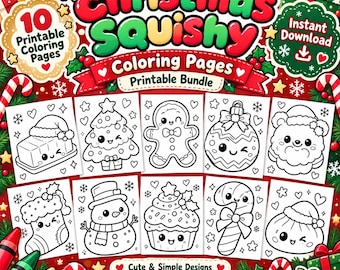 Weihnachtliches Squishy-Malvorlagen-Paket, 10 weihnachtliche Motive (PDF-Download)