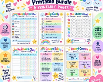 Belohnungssystem-Paket für Kinder | Verhaltens-, Ziel- und Sticker-Charts (Digitaler Download)