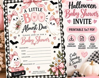 Gruselige Einladung zur Babyparty, Halloween-Geistermotiv, 5x7 Zoll, zum Ausdrucken (Sofort-Download)