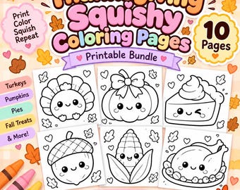 Ausmalbilder mit Kuscheltieren zum Thema Thanksgiving für Kinder | 10 Herbstaktivitäten (PDF)