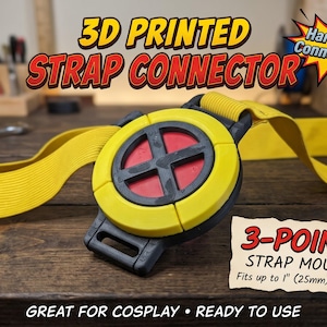 3D Printed Cyclops Chest Harness Buckle - 3-Point Strap Connector for Cosplay, Fits 3/4" Straps Matte Black, Red, & Yellow