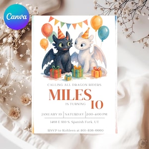 How To Train Your Dragon Invitation, Toothless editable invitation, printable birthday Dragon invitation, boy girl birthday