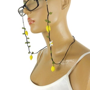 Eye glass chain holder, Glasses necklace, Lemon Eyeglass lanyard, Eye glass, Reading glasses, Eyewear Lanyard, Reader gift, Teacher gift image 5