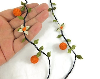 Floral Glasses Chain | Needle Lace Eyeglasses Chains | Anti Slip Sunglass Chain | Glasses Strap | Eyeglass Lanyard | Orange Glasses Chain