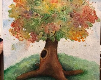 Dreaming Tree Watercolor Original Painting