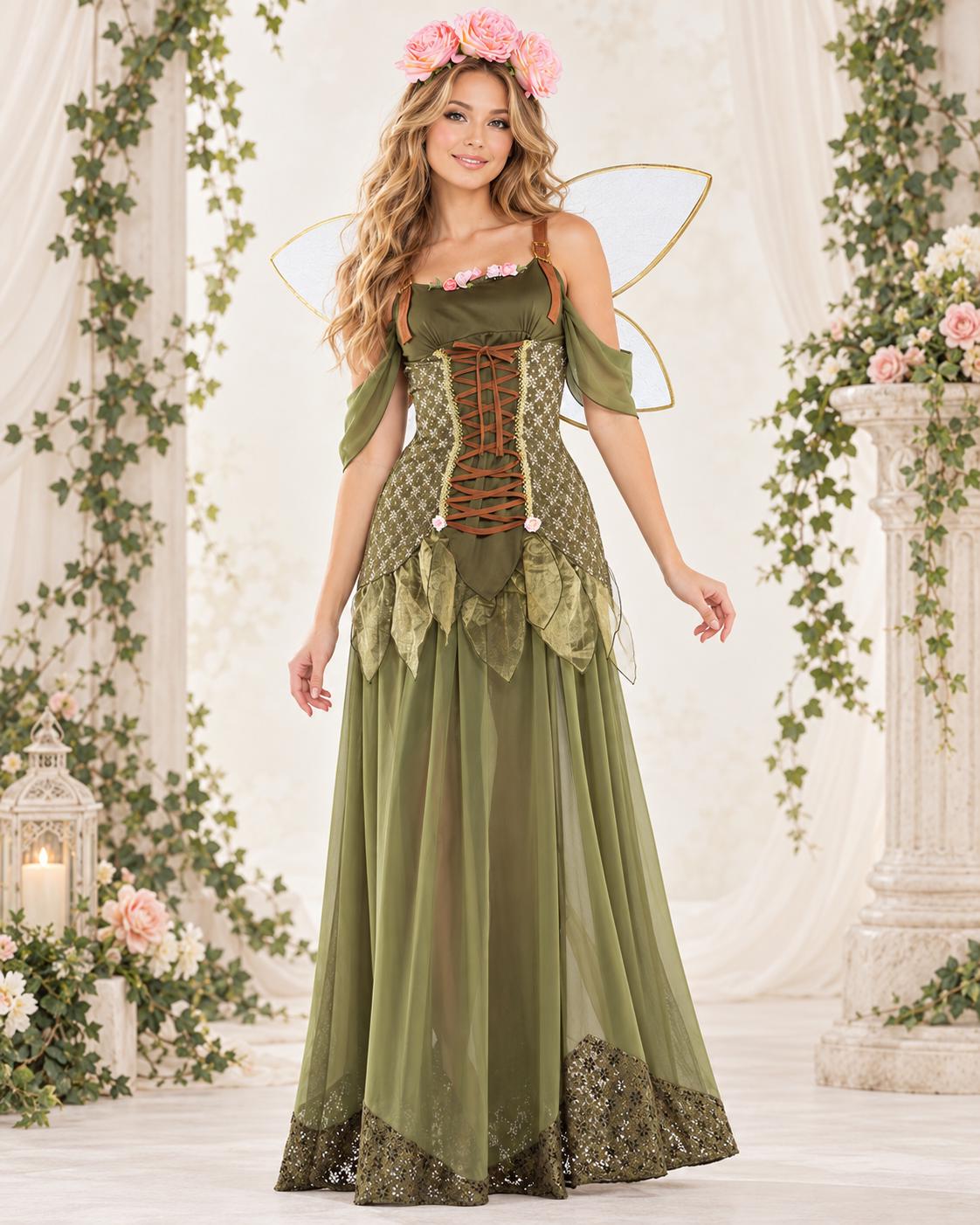 green elven dress Elf Fantasy elven princess dress