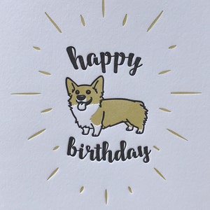 Corgi Letterpress Birthday Card