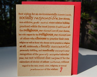 Politically Correct Letterpress Christmas Card