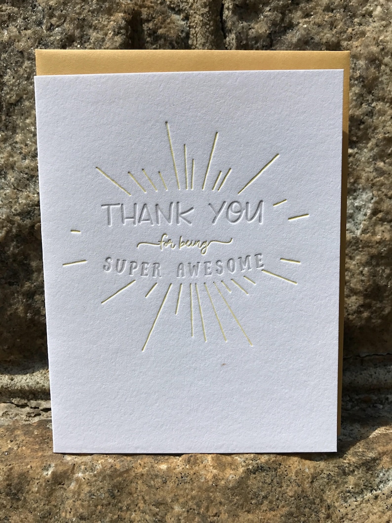 Thank You for Being Super Awesome Letterpress Greeting