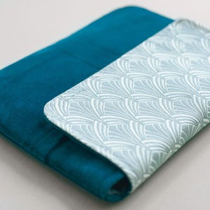 Fabric iPad Cover Dark Teal velour / Blue pouch with pockets for iPad, Mini, Air & Pro Models | Handmade