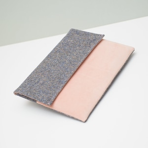 Etui galaxy tab s10 s9 s8 s7, housse en tissu fait main rose-gris pour votre tablette, pochette rembourrée avec poches