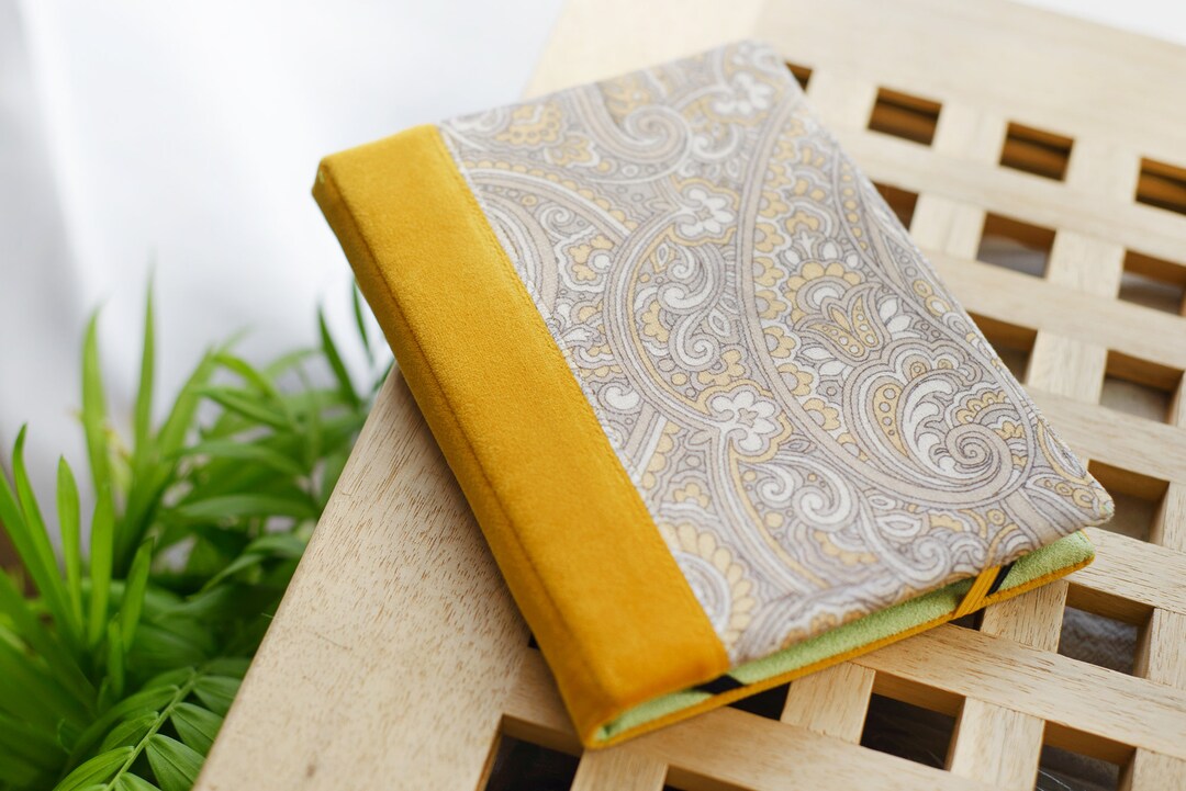 Paperwhite Case Kindle Handmade Yellow Velvet Beige Paisley Etsy
