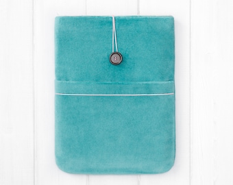 galaxy tab case s6 cover tab s7 handmade sleeve tab s8 ultra bag tab s7 FE case teal beautiful soft tablet bag tab A case pocket and button