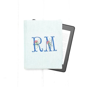 Gepersonaliseerde Kindle-hoes met initialen – aangepaste denim hoes voor Paperwhite, Scribe, Signature, Colorsoft – Cadeau voor boekenliefhebbers