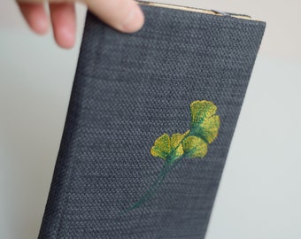 Kobo case Embroidery beautiful handmade Kobo Clara 2E gift ginkgo leaves Khaki Green Grey canvas slim cover protective fabric ebook reader