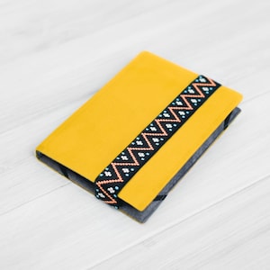 Handmade Bright Yellow Velvet Kobo Case with Zig Zag Pattern Unique Hardcover Book Design Fits All Kobo Models Customizable Free Shipping