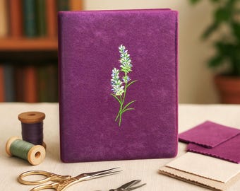 Purple Velour Kobo Case – Embroidered Lavender Flowers – Handmade Flip Cover – Fits All Models – Free UK Shipping