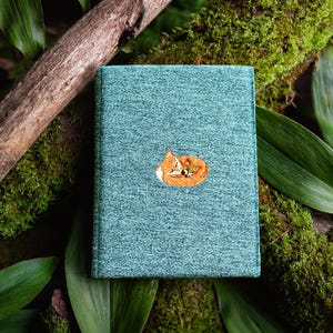 Étui Kobo avec renard brodé - Etui Kobo en toile bleue fait main pour Clara, Balance, Sage, Elipsa, Balance et plus